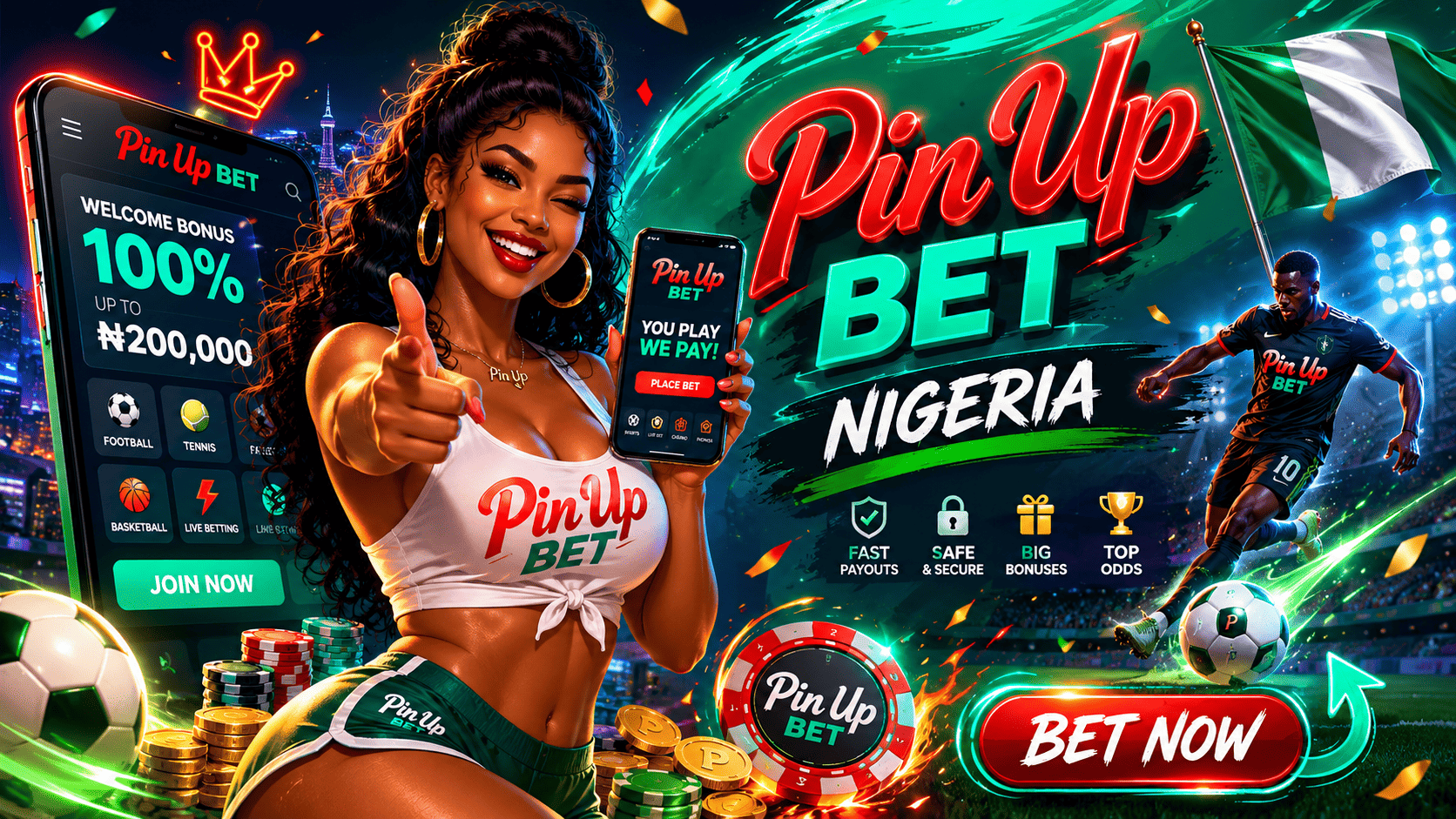Pin Up Bet Nigeria betting comparison on a mobile sportsbook screen